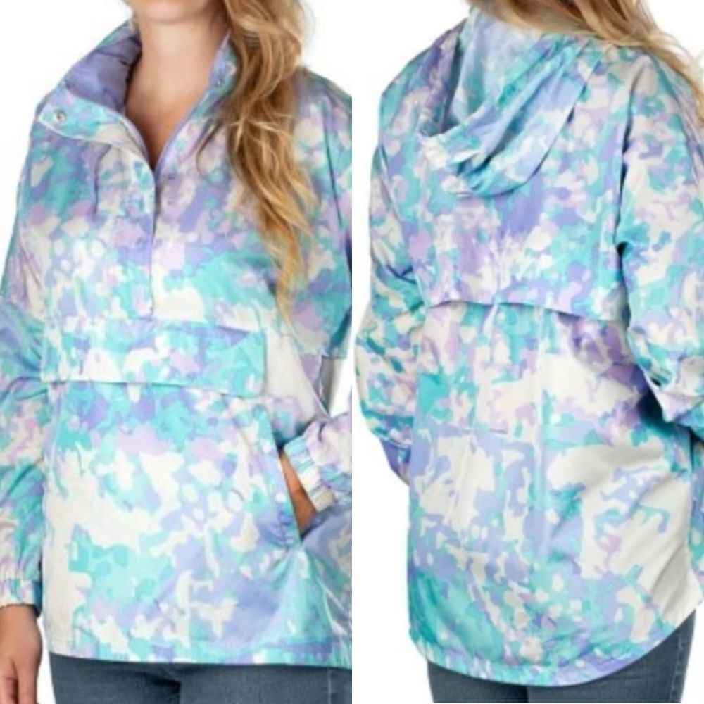 LAUREN James Ladies Pastel Camouflage Hooded Pull-over Anorak Jacket Windbreaker